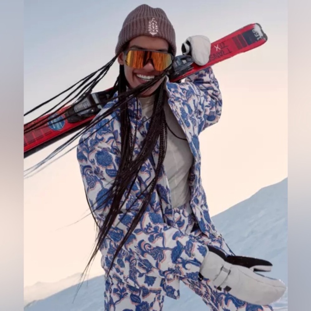 Free People FP Movement Bunny Slope Printed Puffer Ski Jacket Size XL, worn once